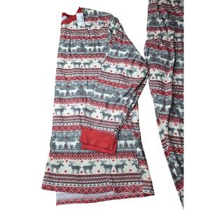 The Childrens Place Red Gray Reindeer Fair Isle Pajama Set Long Sleeve Pants XXL
